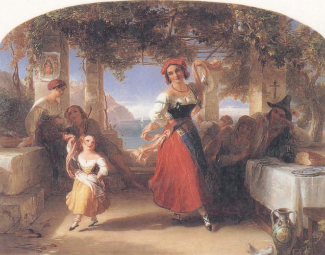 A Italian Mother Teaching her child the Tarantella